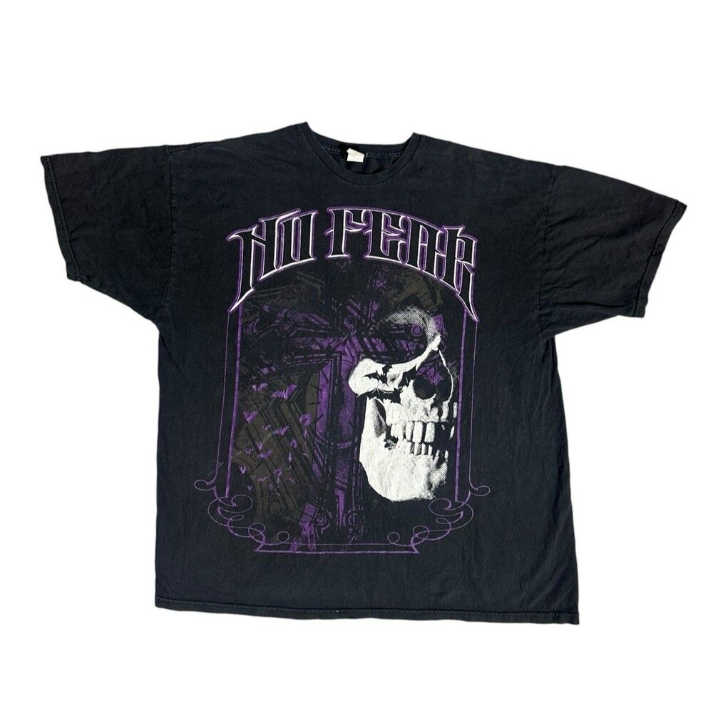 Vtg No Fear Skull & Cross Shirt XL Skate Grunge 90s Y2K Rare HTF Purple Black